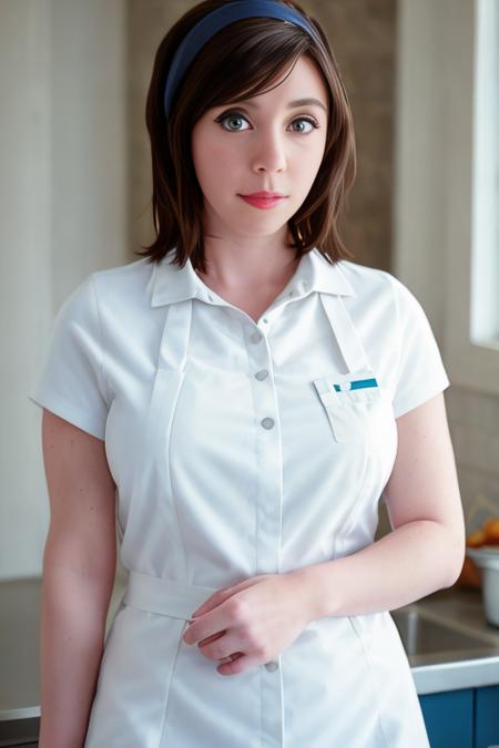 22884-1612418066-award winning photo medium shot of busty 25yo woman as Flo from Progressive  in the woods, wearing a blue apron,  ((short dark h.png